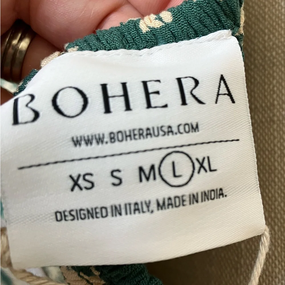 NWT Boho sage green flower print smocked dress w/ pockets! Bohera size L - Picture 7 of 15